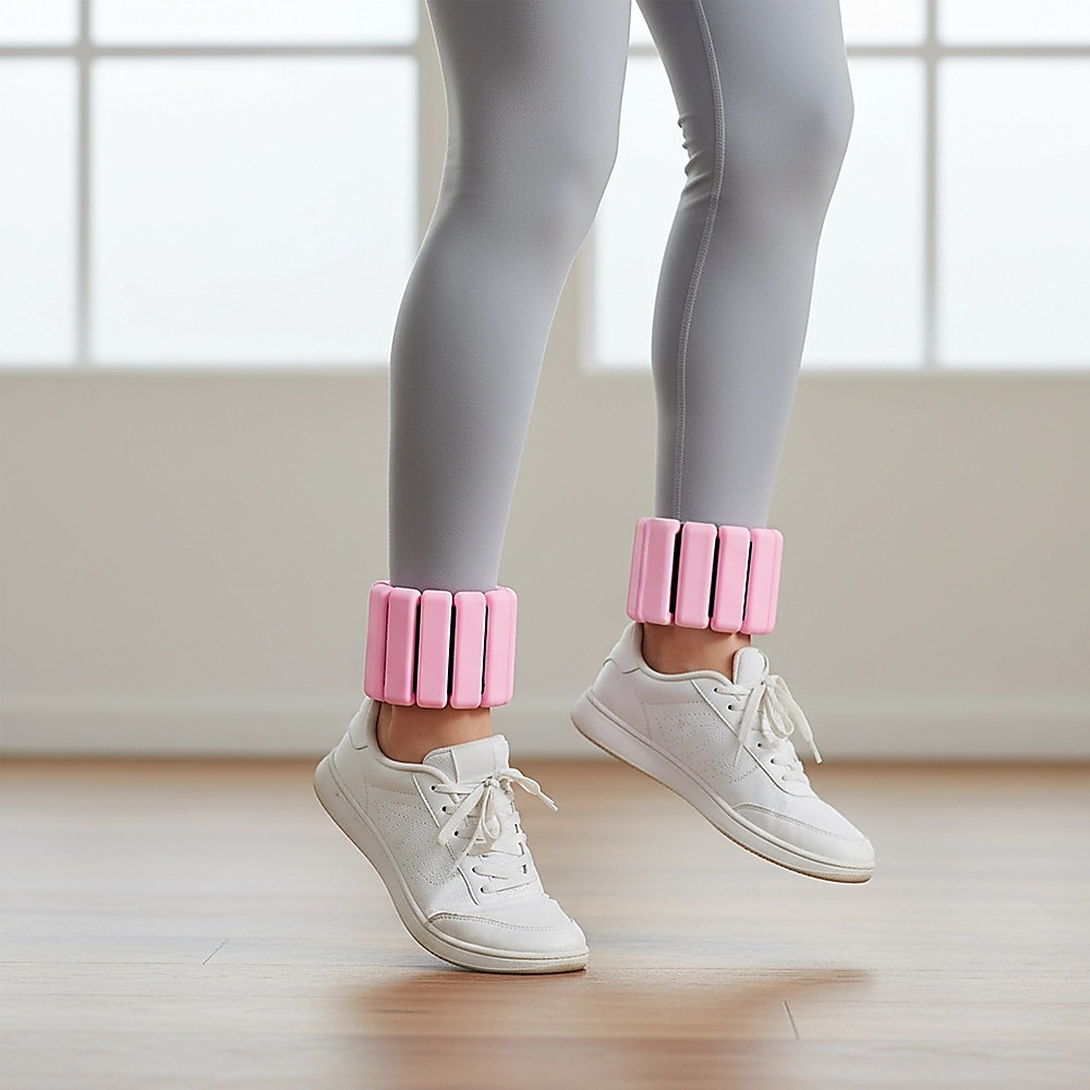 2-Piece Ankle & Wrist Weights – 1kg Pair Adjustable Workout Bangles (Pink) — image 5