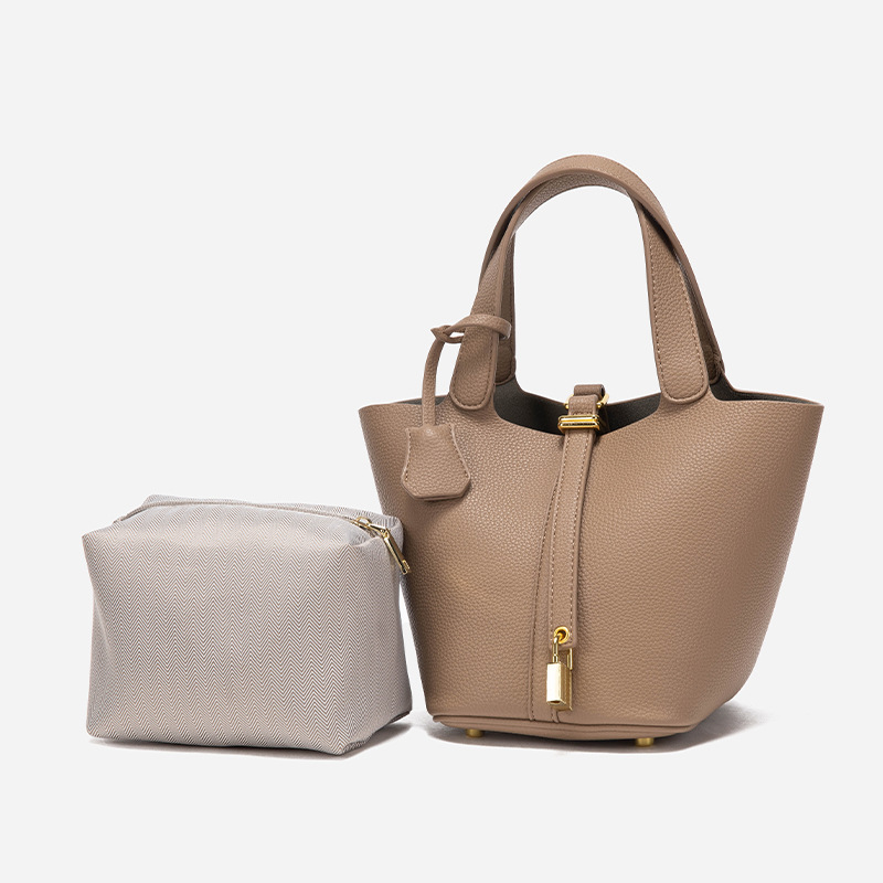 Faw Elegant Women's Leather Tote Handbag with Gold Lock Detail โ image 3