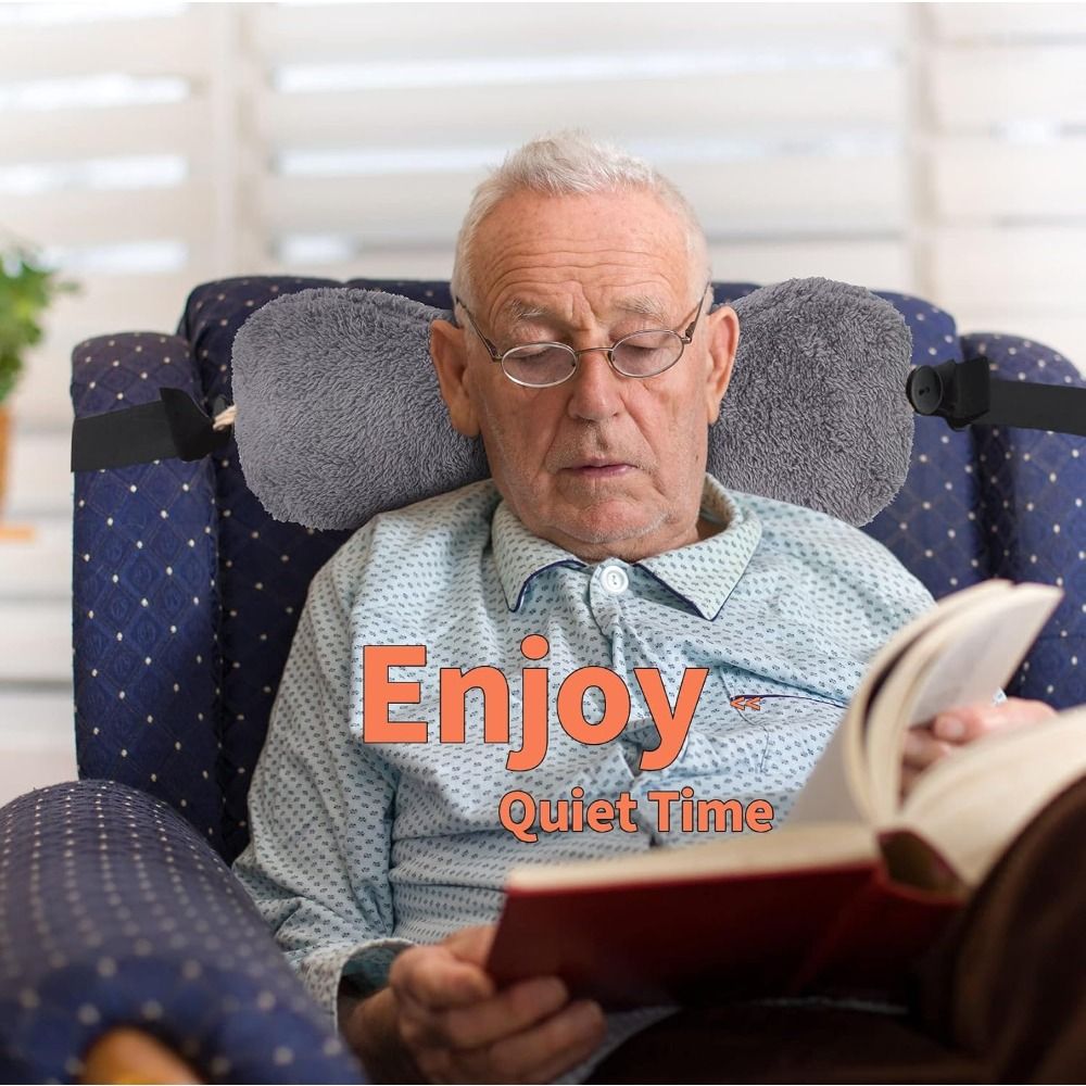 Couch Neck Pillow with Adjustable Strap, Bone-Shaped Plush Pillow for Relief, Headrest Pillow for Recliners And Sofas Black — image 4