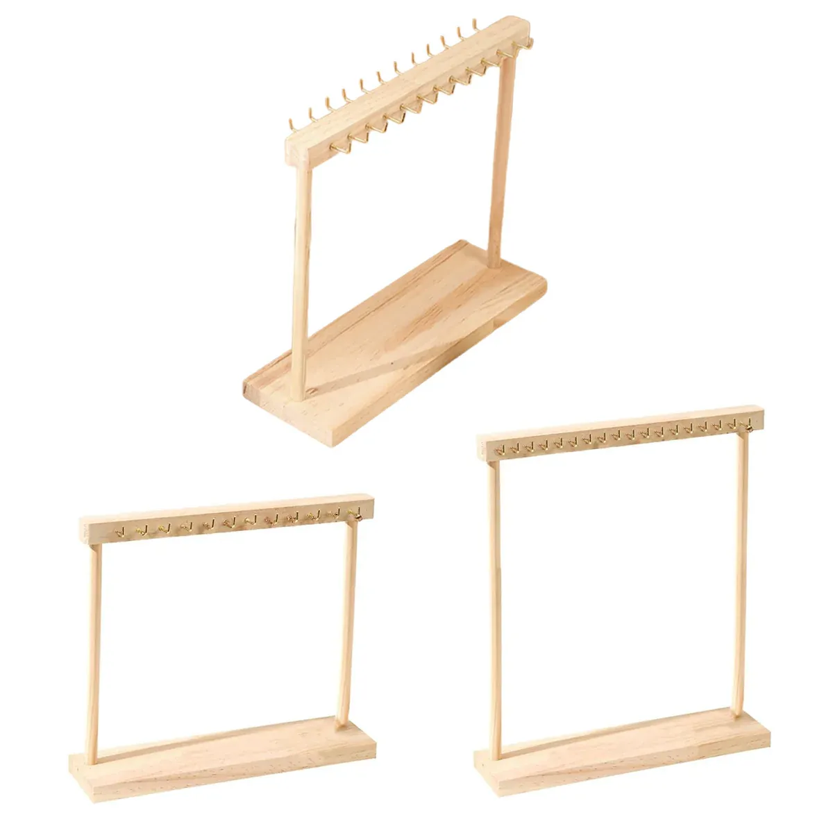 Solid Wood Necklace Jewelry Display Racks for Home Store Showcase Storage - 12 hooks — image 3