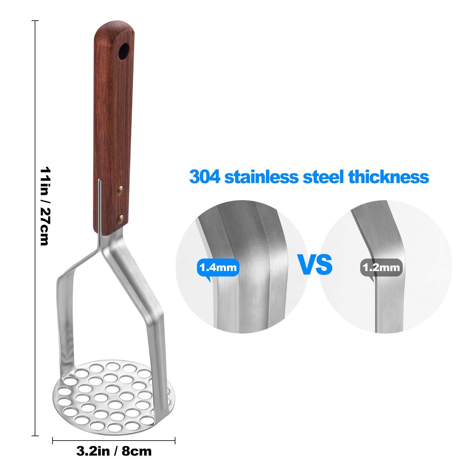 UPGRADED Potato Masher Stainless Steel Heavy Duty Strong Anti-slip Handle Not Easy to Bent Easy to use Sturdy Construction โ image 4