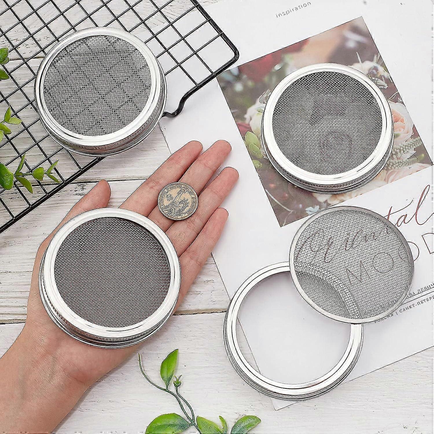 4 Sets 86mm Stainless Steel Sprouting Jar Lids Strainer Kit for Salad Seeds — image 2