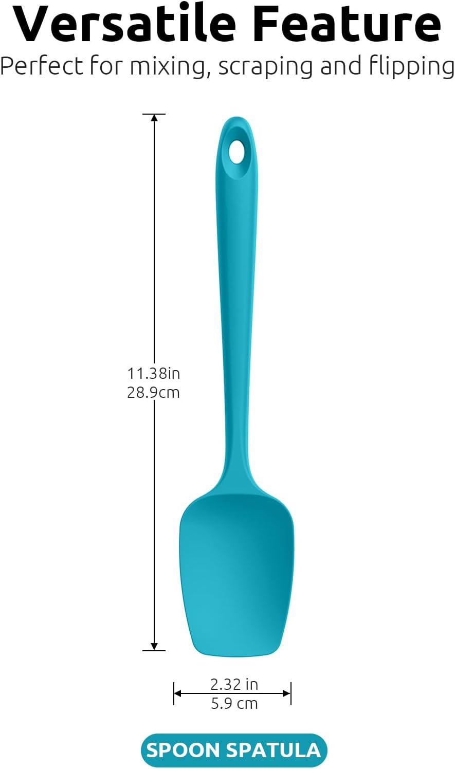 Silicone Spoon Spatula Set, 600ºF High Heat Resistant Food Grade Flexible Rubber Scraper, Cooking Mixing Baking Kitchen Utensils Set of 3 (Multicolors) — image 2
