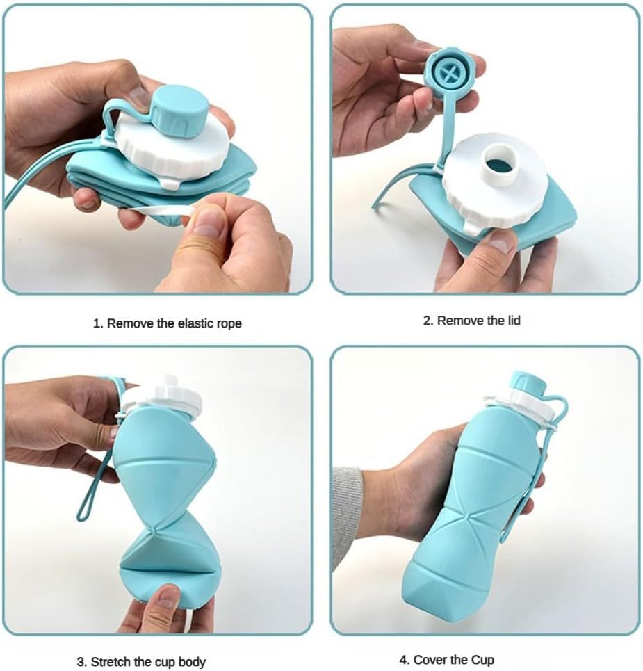 Collapsible Water Bottles Cups Leakproof Valve Reusable BPA Free Silicone Foldable Travel Water Bottle Cup for Gym Camping Hiking — image 2