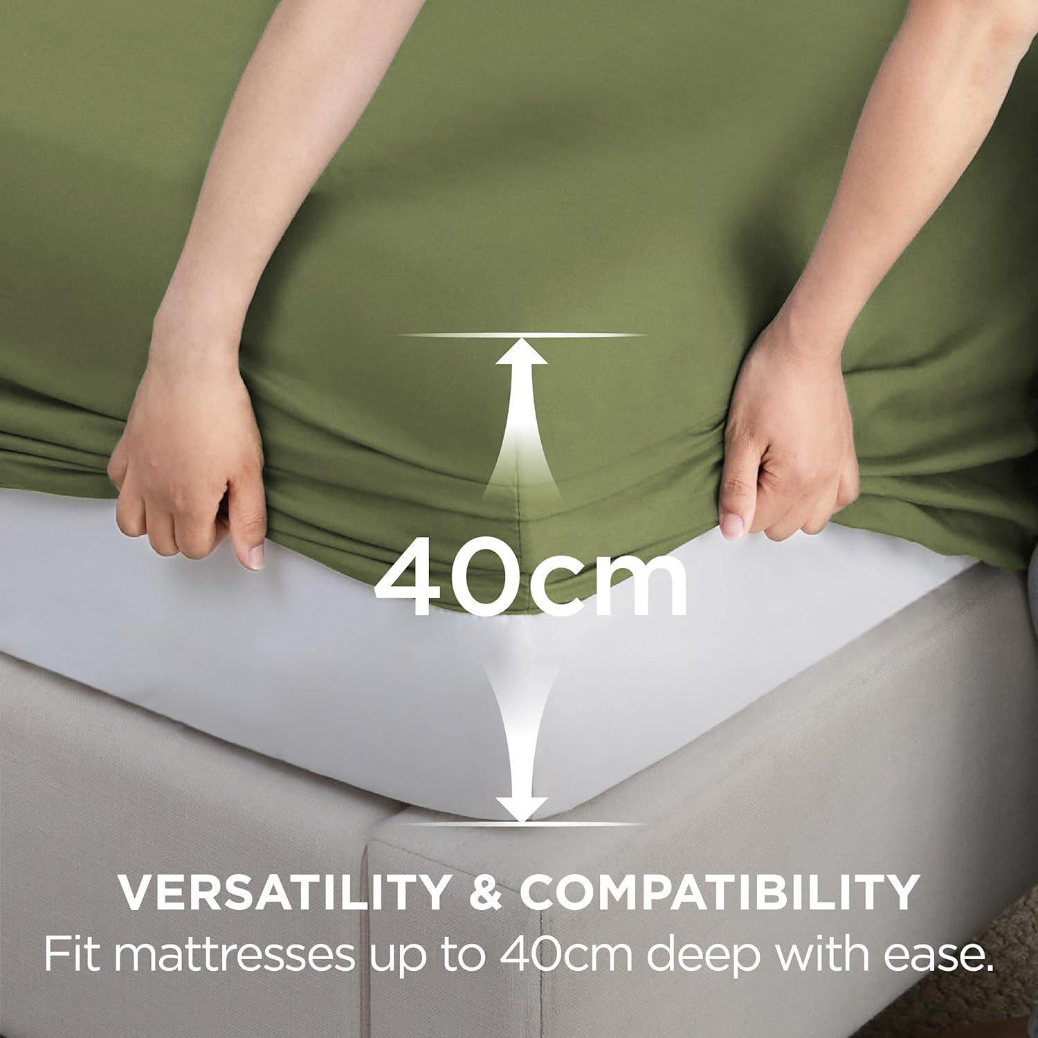 2000TC Hotel Quality Fitted Sheets - 2 Piece Fitted Sheets -Breathable Bedding - Wrinkle, Fade, Stain Resistant- 16inch/40cm Deep Pocket Fitted Bed — image 3