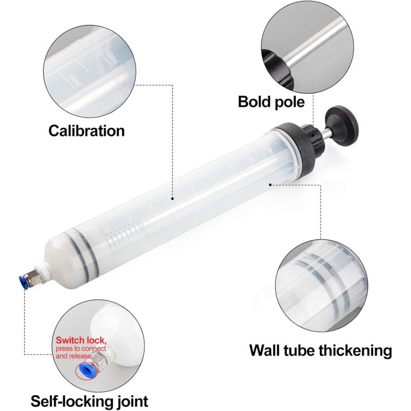 Oil Syringe 500Ml Oil Suction Syringe-Transfer Pump,Brake Fluid Syringe With Extension Tube-Drain Syringe Hand Pump — image 3