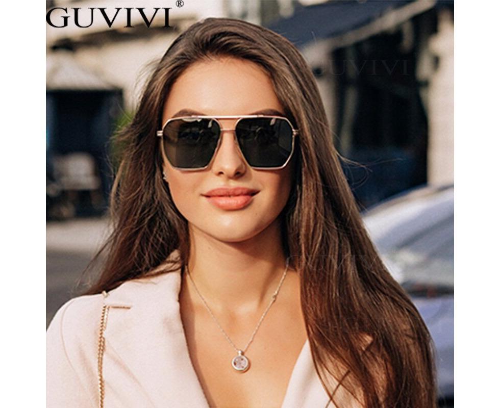 Retro Oversized Square Polarized Sunglasses for Women Men Vintage Double Bridge Shades UV400 Classic Large Metal Sun Glasses โ image 2