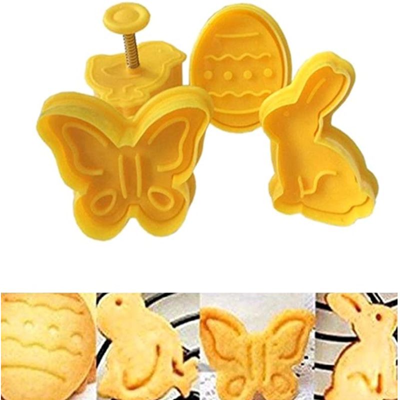 4Pcs Halloween Cookie Moulds, 3D Halloween Mould Stamp Cookie Cutter with Plunger Stamp, DIY Baking Mould Halloween Cookie — image 2