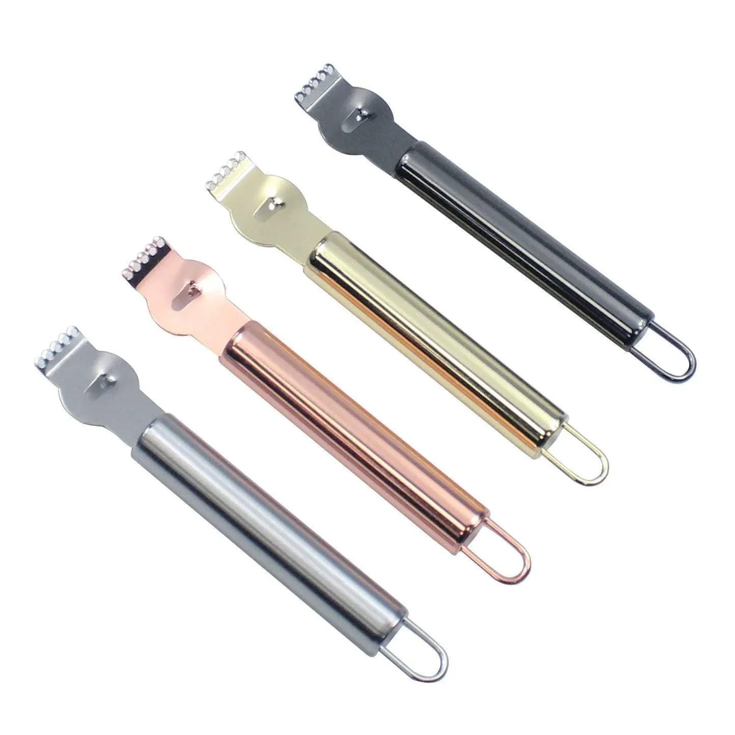 Lemon Zester Grater Knife Tool Stainless Steel with Channel Garnish Citrus Lime - Rose Gold — image 3