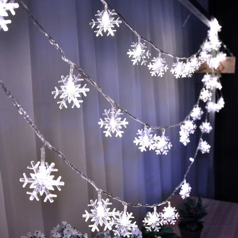 LED snowflake string light, battery powered waterproof fairy light, terrace, room, garden, party, home — image 2