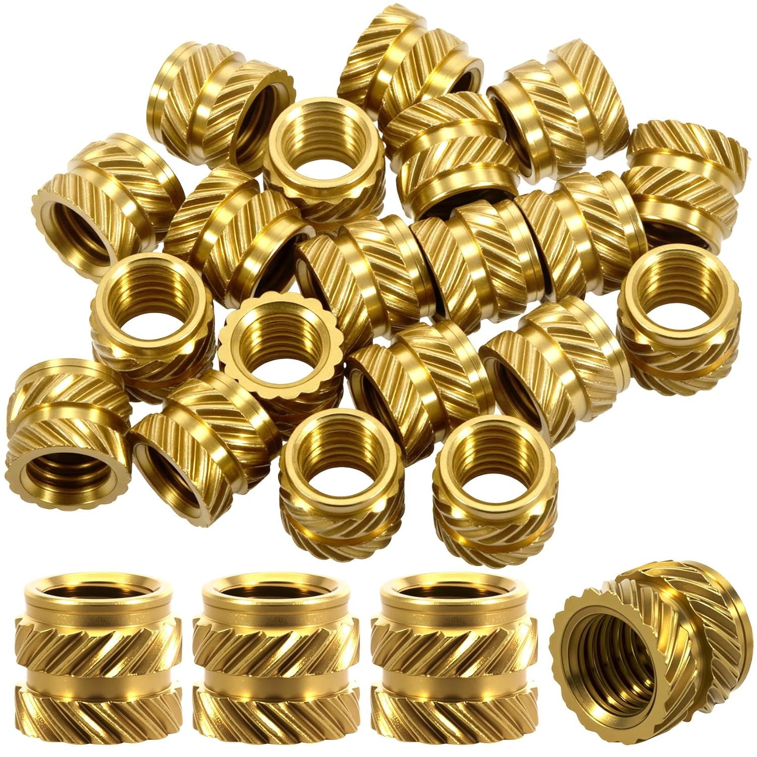 20pcs M5 Threaded Insert Nuts, Brass Knurled Heat Set Nut Inserts, Heat Threaded Fasteners Accessories Assortment for 3D Printing Components Automotive Plastic