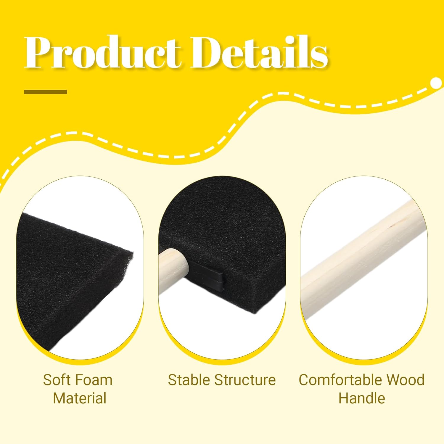 Biaungdo 4 Pcs 4 Sizes Foam Paint Brushes, Foam Sponge Brush for Painting, Sponge Paint Brushes with Wood Handle for Varnishes, Staining, DIY Crafting โ image 4