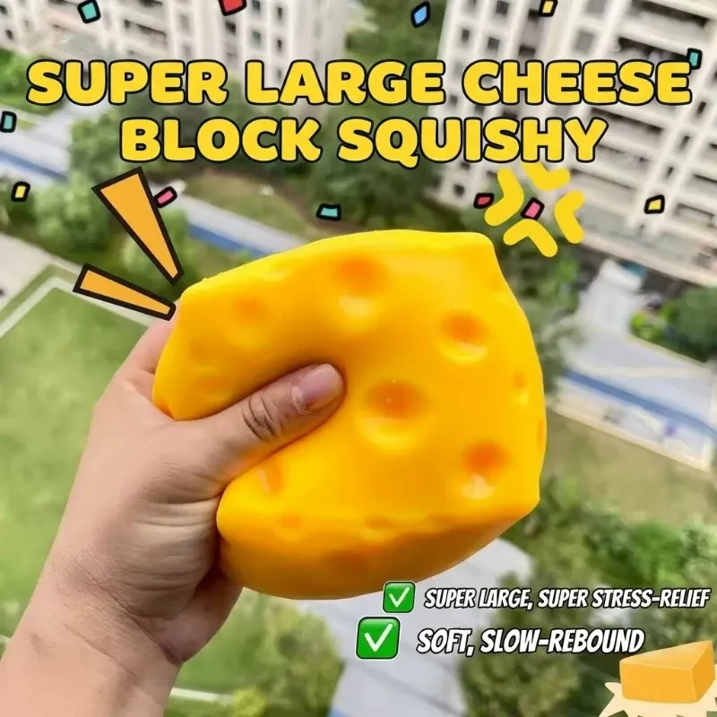 1 Oversized Cheese Stress Relief Toy – Slow-Rebound Giant Soft Cheese Squishy Ball, Kids' Party Favor, Desktop Decoration, Office Relaxation Item — image 3