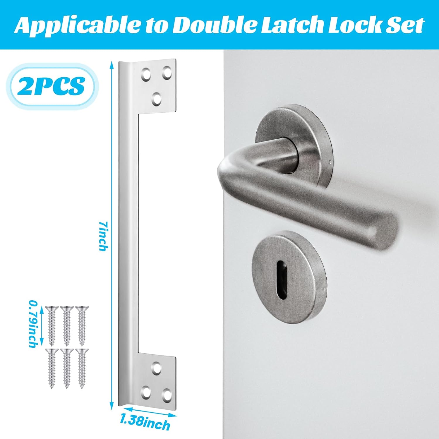 2 Pcs Door Latch Guard Plate 7 Inch Outswing Angle Latch Protector Shield L Shaped Security Reinforcement Striker Plates to Block Access to Door Lock Deadbolt โ image 3
