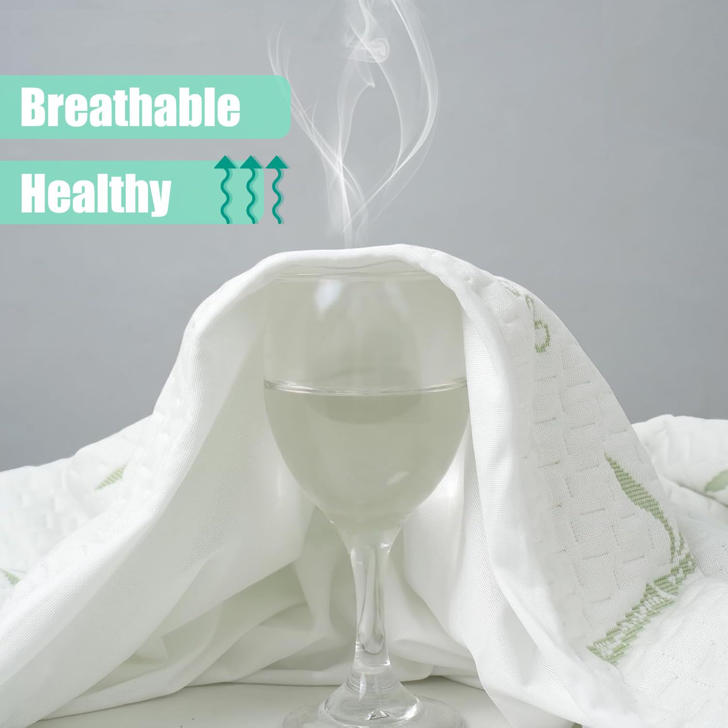 Waterproof Mattress Protector,Breathable Mattress Cover,3D Air Fabric Cooling Bed Pad Cover, Deep Pocket 40cm(Double,Green) โ image 3