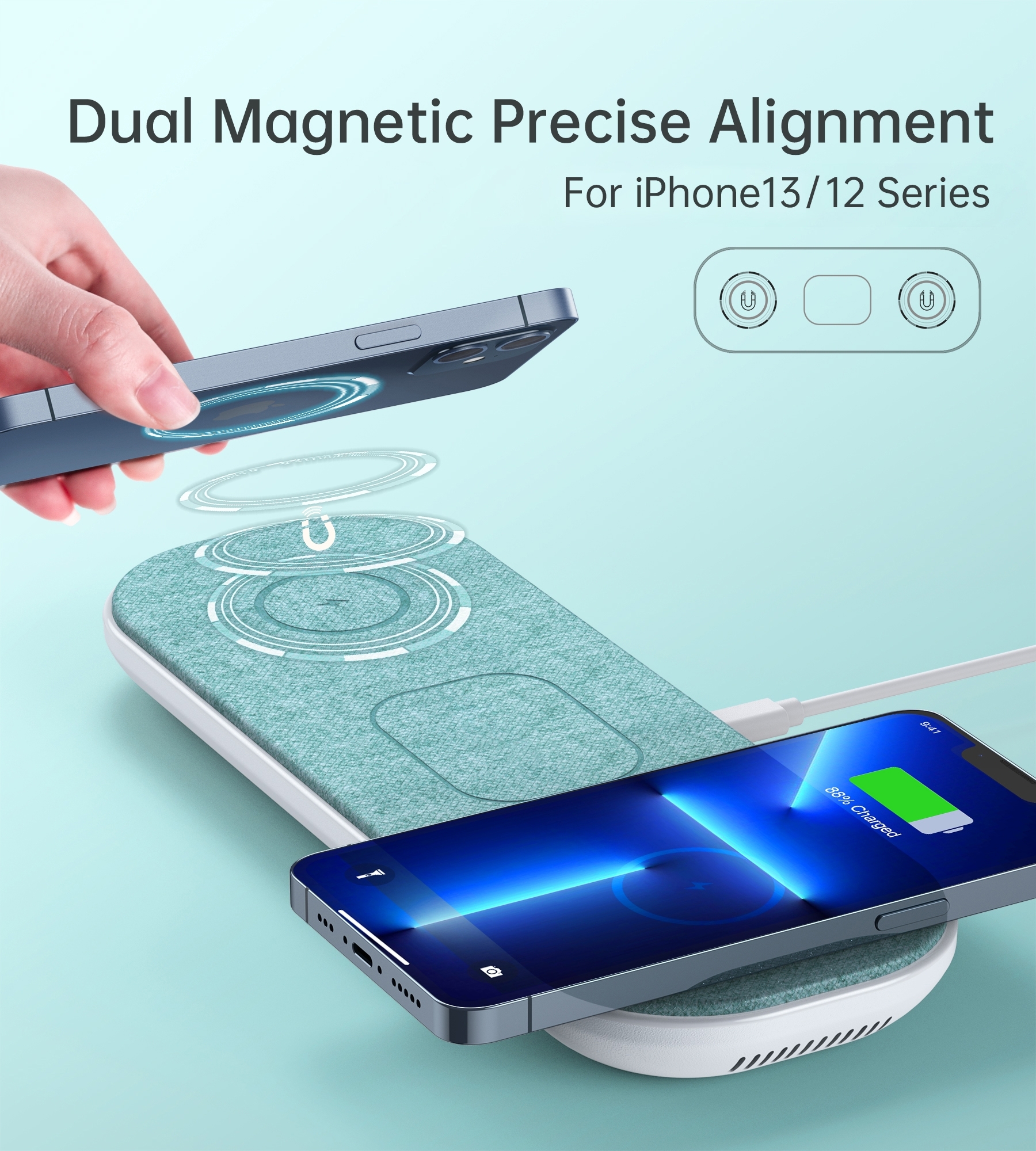 CHOETECH T569-S Magleap 3-in-1 Magnetic Wireless Charging pad with AC Adapter โ image 3