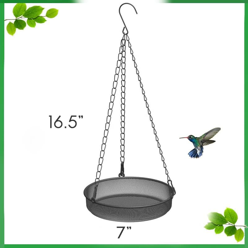 Hanging Bird Feeder, Birdfeeder Hanging for Garden Yard Outside Hanging Bird Feeder Tray - Metal Mesh Platform Feeders for Birds Outside Outdoors Hanging for โ image 2