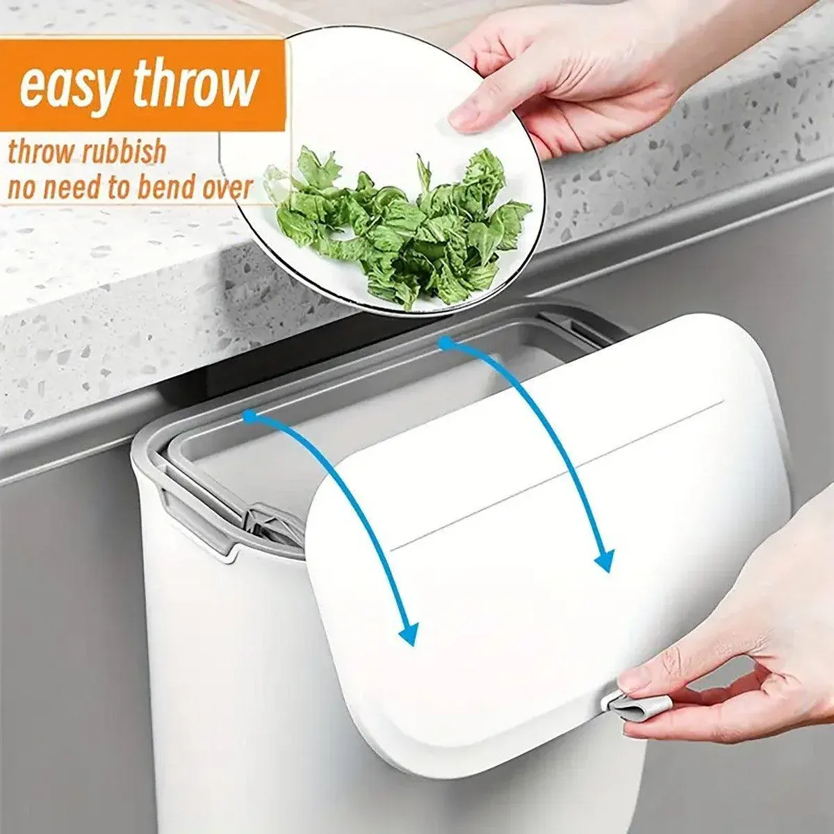 Wall Mounted Hanging Wastebasket with Sliding Lid for Kitchen and Bathroom Use - 7L — image 5