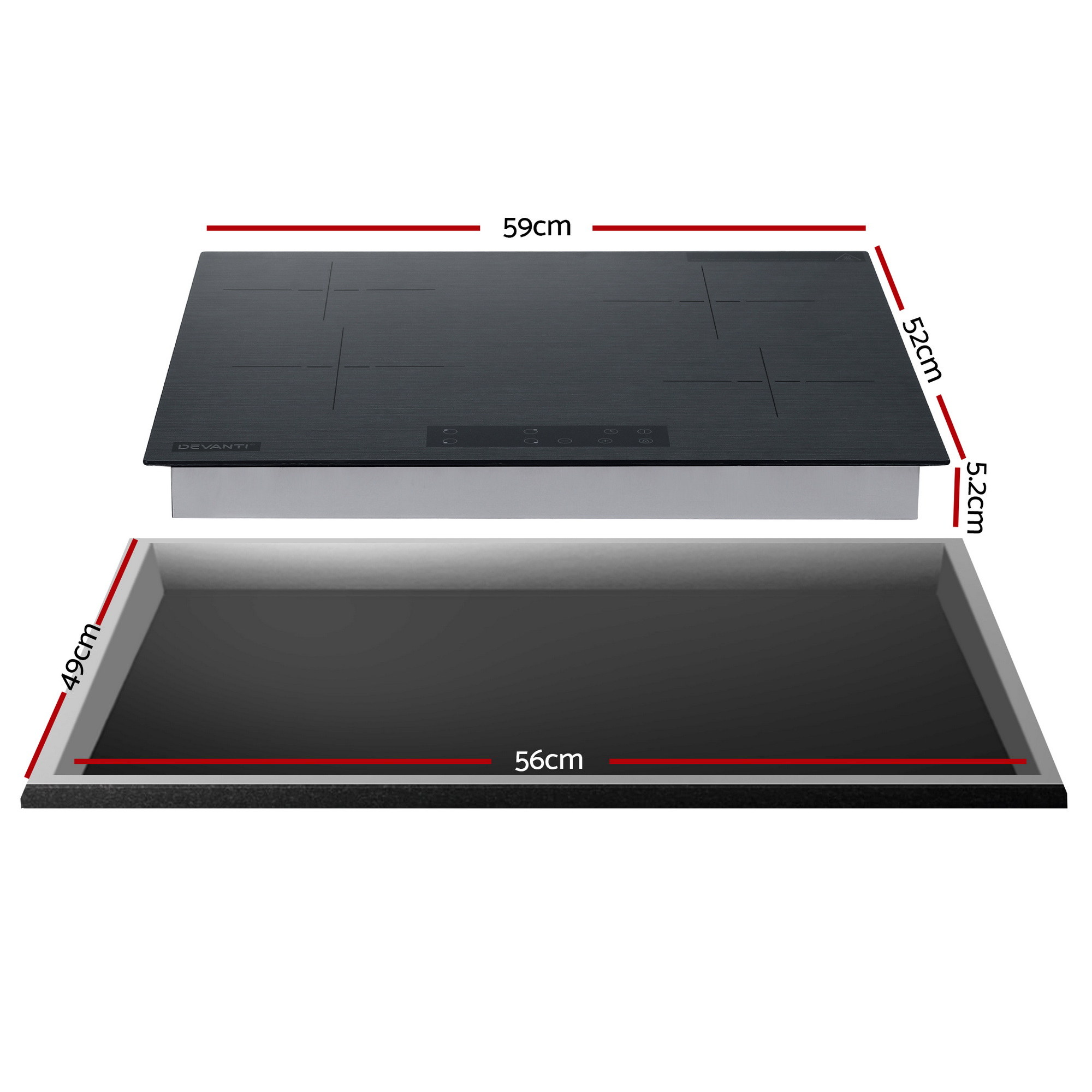 Devanti Electric Ceramic Cooktop 60cm Touch Control Grey — image 3