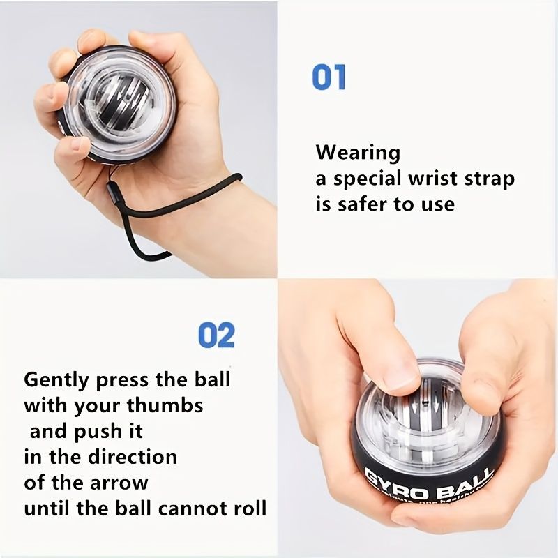 wrist strength gyro ball, self-starting gyro ball, hand and arm trainer, grip strengthener, forearm exerciser, home fitness equipment, office workout tool — image 5