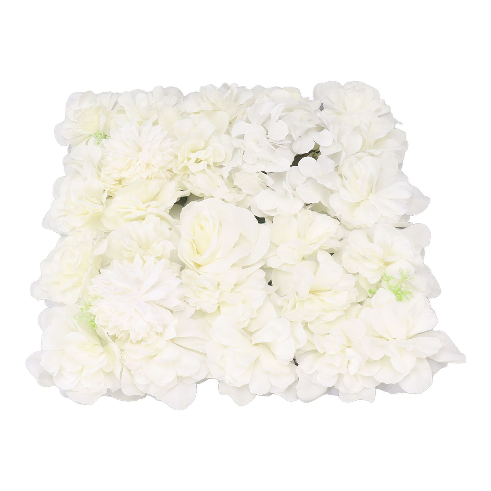 Artificial Flower Wall Panels Simulation Silk Rose Flower Wall Decor for Wedding Party Stage Background Backdrop 15x15in White โ image 2