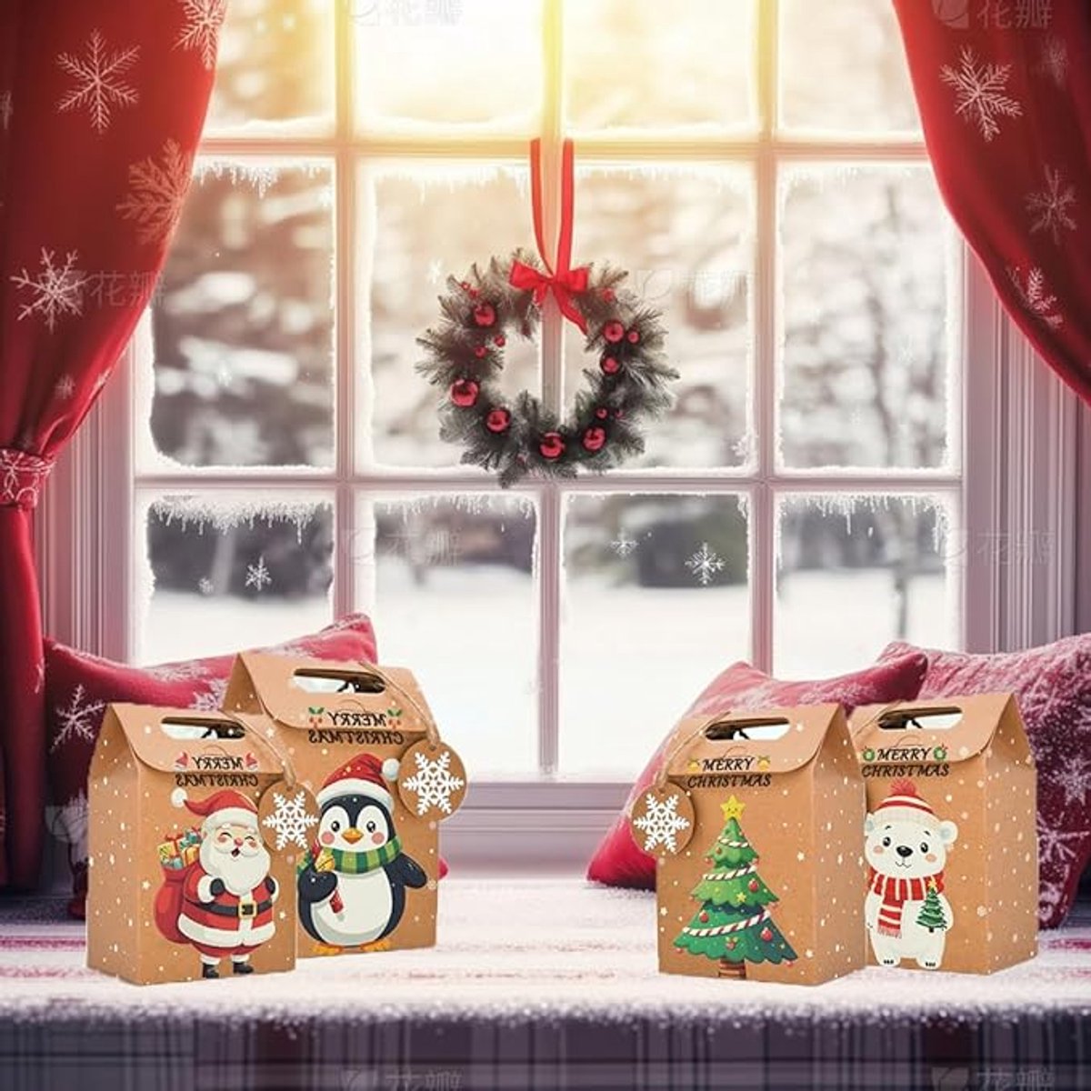 Gift Bags - 24-pack - Paper Gift Bags - Christmas Kraft Paper Candy Boxes - Christmas Kraft Paper Cookie and Snack Boxes - Christmas Gift Boxes - Christmas โ image 2