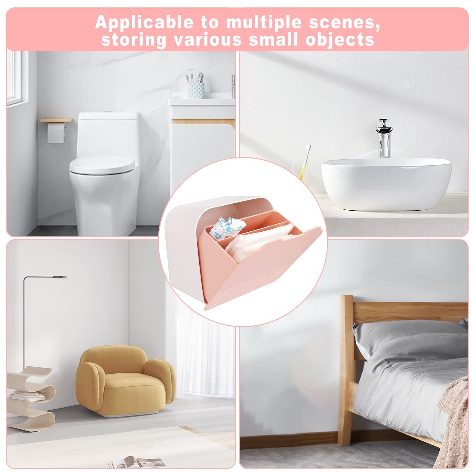 Sanitary napkin storage box wall mounted miscellaneous storage rack basket wall mounted bracket rack storage box compartment โ image 2