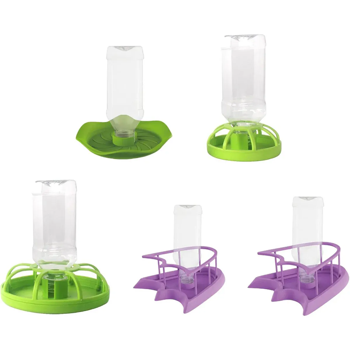 Reptile Water Bowl with Bottle for Lizard Gecko Snake Inverted Bottle Dispenser - Green Round L โ image 3