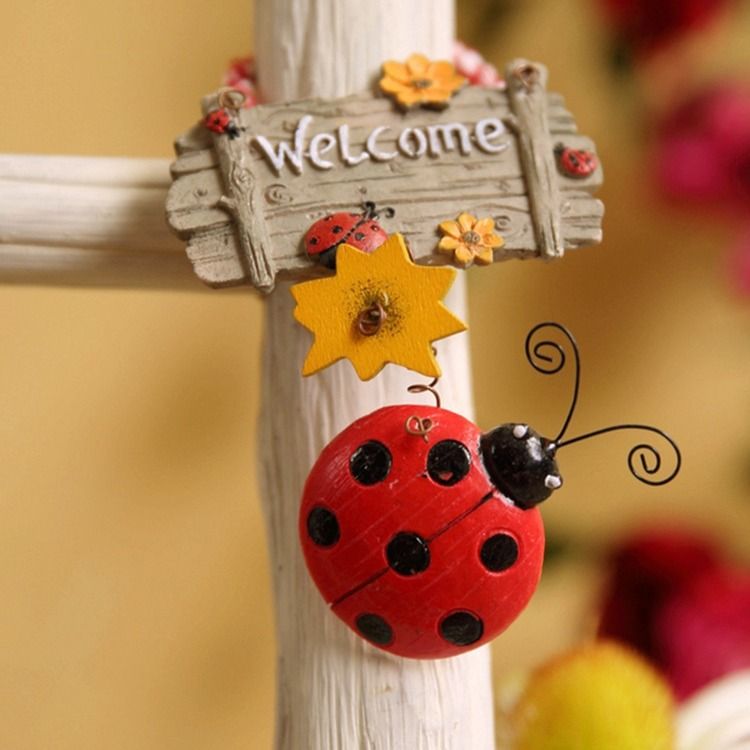 2pcs Ladybug Welcome Sign Outdoor Wreath Hanger Rustic Home Decor Spring Front Door Wreath Rustic Decor Wreaths for Front Door — image 5