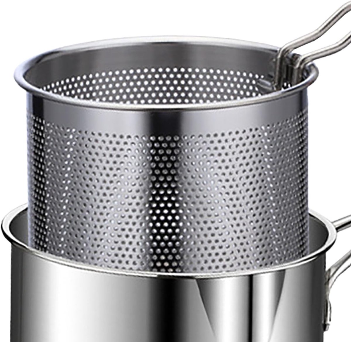 Frying pan - Frying pans - Frying pan set - Stainless steel frying pan with strainer - Portable stainless steel frying pan - Mini shrimp fryer - Small frying — image 6