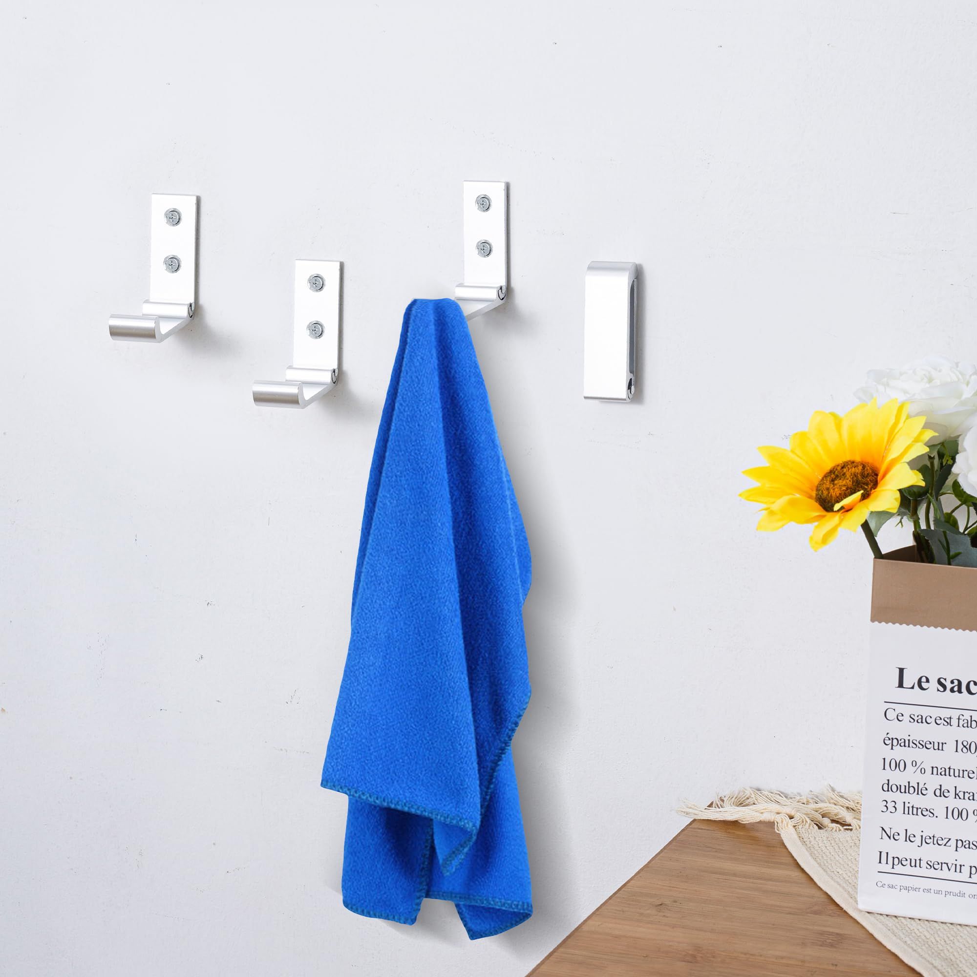 Silver Folding Wall Hook 2PCS Folding Coat Hooks for Hanging Heavy Duty Coat & Bag & Backpack & Hat & Headphone Foldable โ image 4