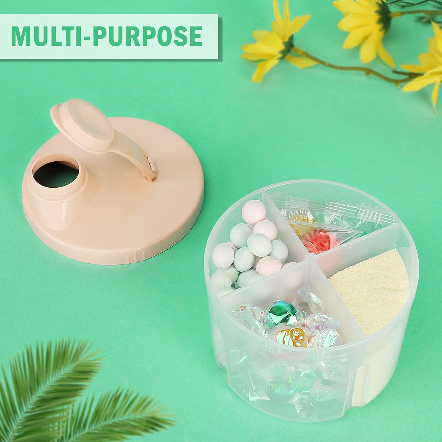 Baby Formula Dispenser On The Go, Non-Spill Rotating Four-Compartment Formula Container to Go, Milk Powder Kids Snack Container for Infant Toddler Travel โ image 4