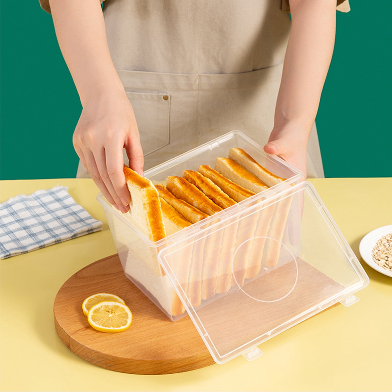 Storage Bins with Lids Airtight Bread Storage Containers Bread Bin Plastic Reusable Loaf Cake Clear Bread Dispenser Fresh Bread Organizer Bin (7.48×5.12 in) — image 2