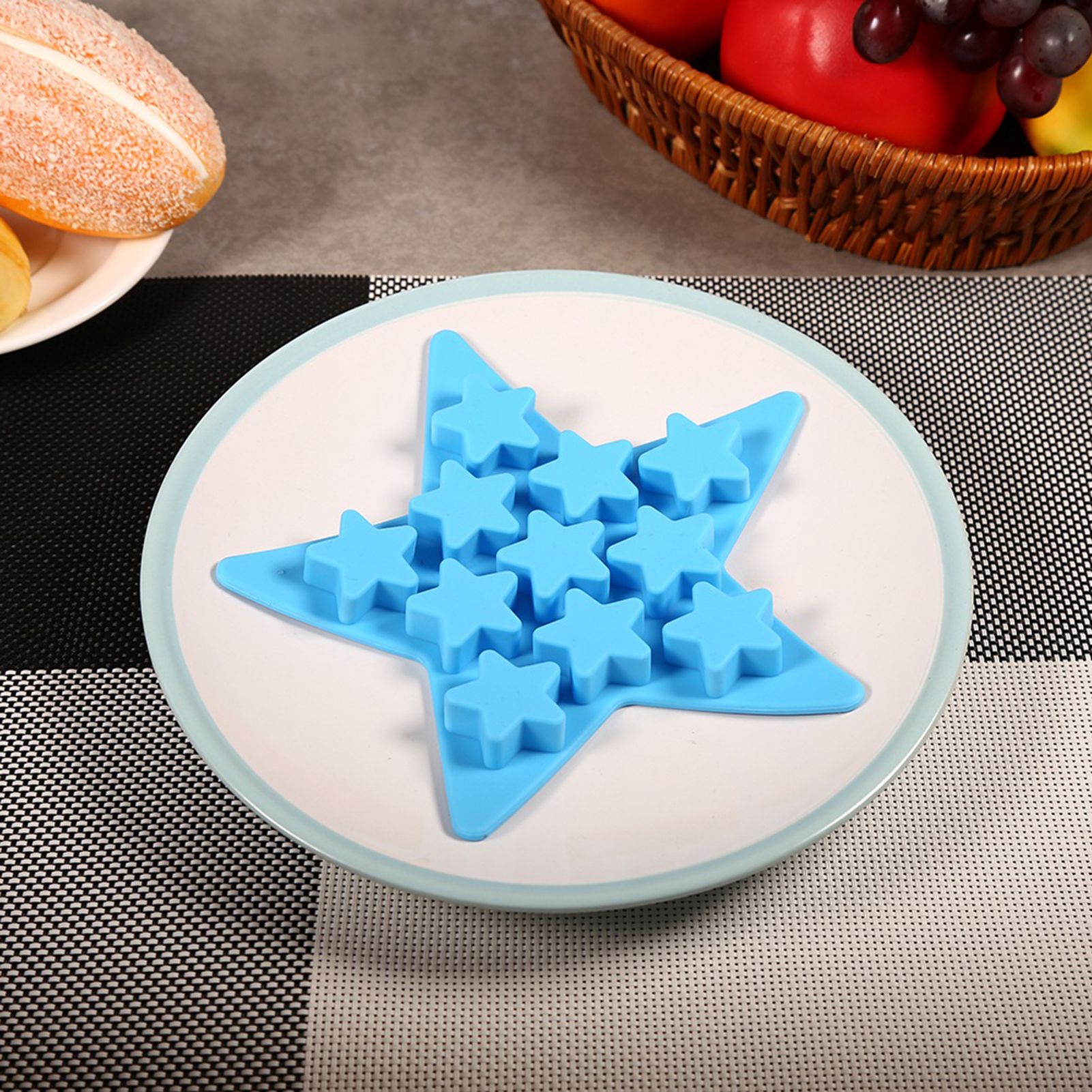 Five Star Shaped Cool Silicone Ice Cube Tray Freeze Mold Maker Tools for Club Bar Party (Blue) — image 5