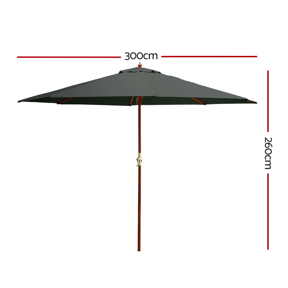 Instahut 3m Outdoor Umbrella Pole Umbrellas Beach Garden Sun Stand Patio Charcoal โ image 2
