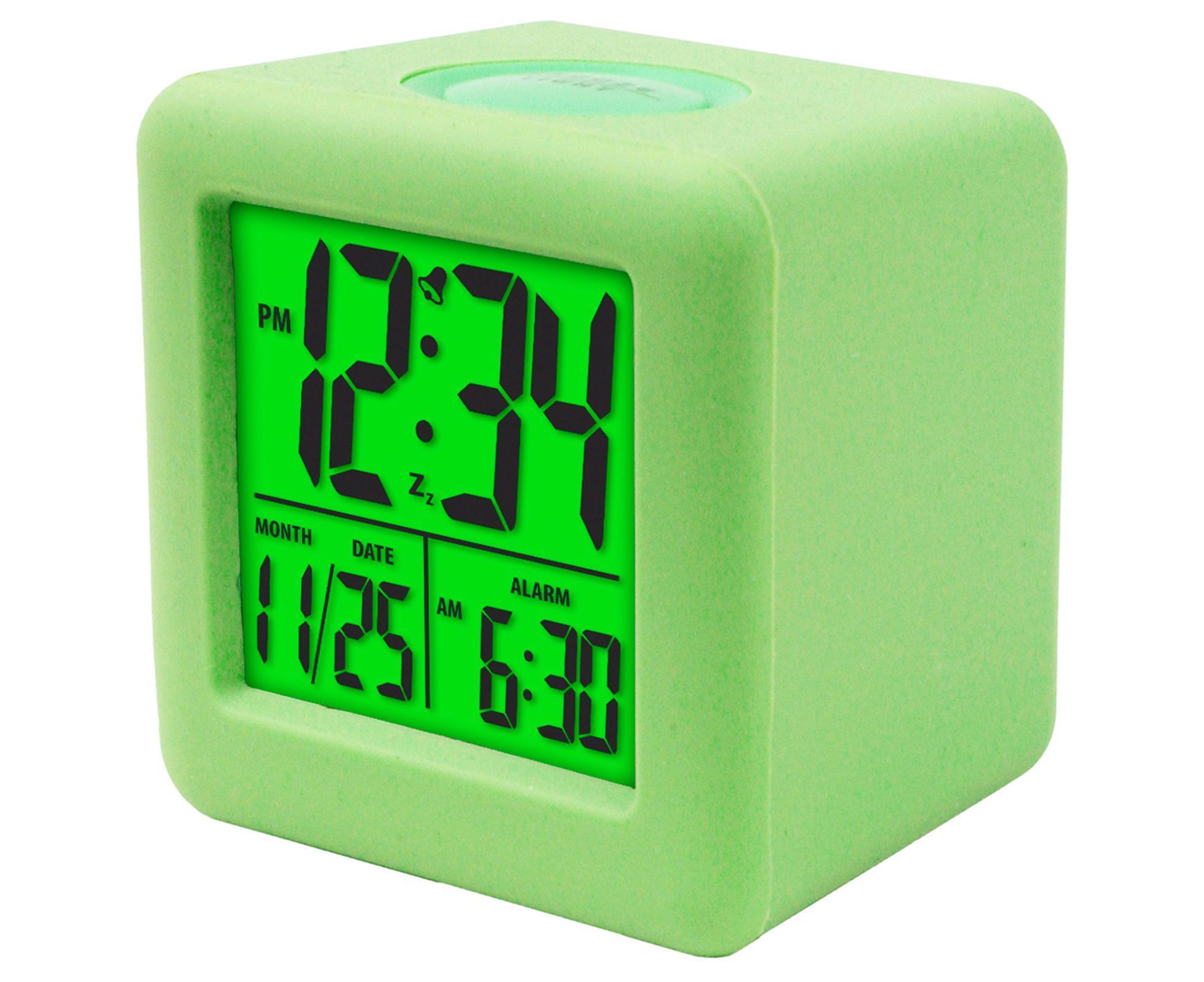 Digital Clock Shock-proof Snooze Function Silicon Cover Electrical LED Clock Household Supplies - Green — image 3