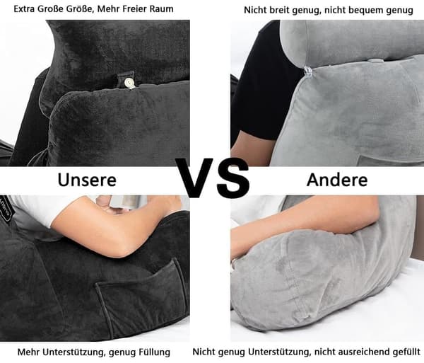 Extra Large Back Cushion with Armrests โ Reading and Sitting Cushion for Bed & Sofa โ image 4