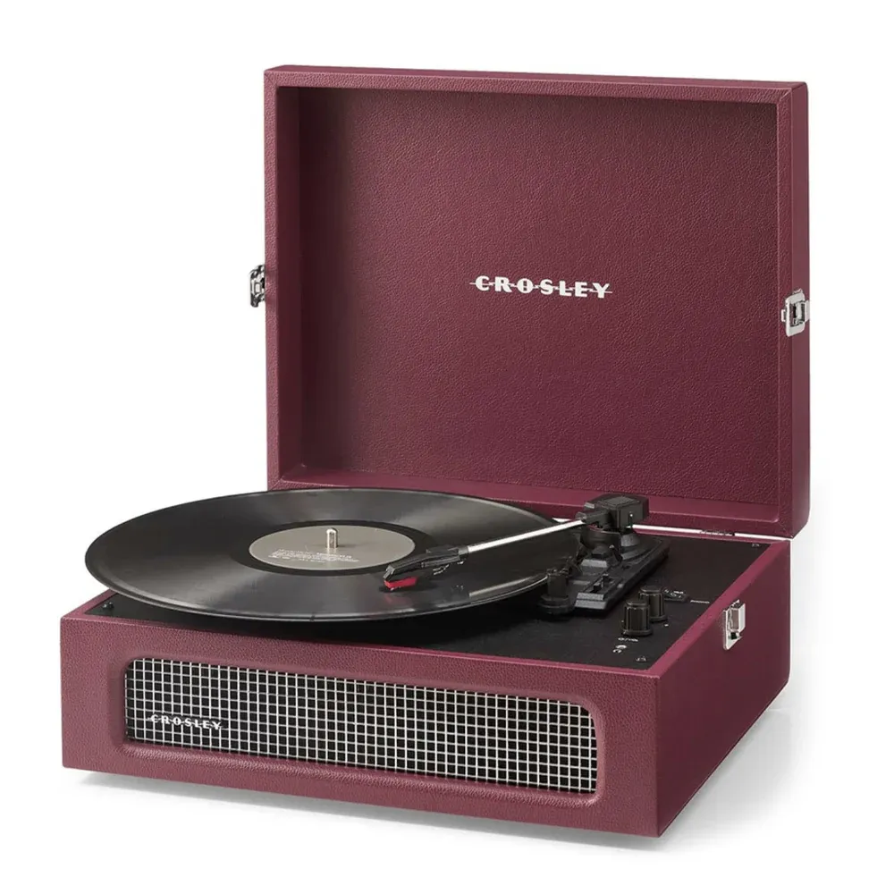 Crosley Voyager Bluetooth Portable Turntable + Bundled Crosley Record Storage Display Stand - Burgundy โ image 2
