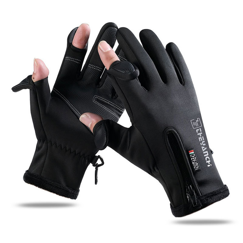 Convertible Fingerless Winter Gloves | Waterproof, Windproof Thermal Gloves with Touchscreen Compatibility Q808 L size Black