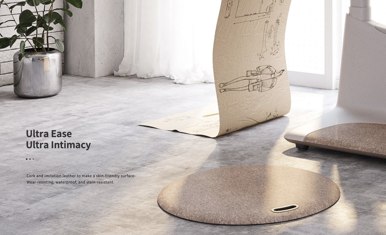 UFOU Designer Anti Fatigue Cork Standing Desk Mat for Home Office Premium — image 5