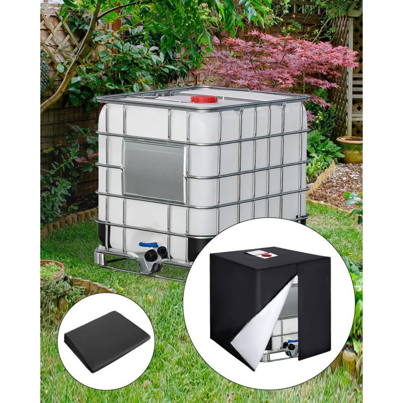 IBC Water Tank Cover Waterproof UV Resistant 420D Tarpaulin with Zipper, 300 L — image 2