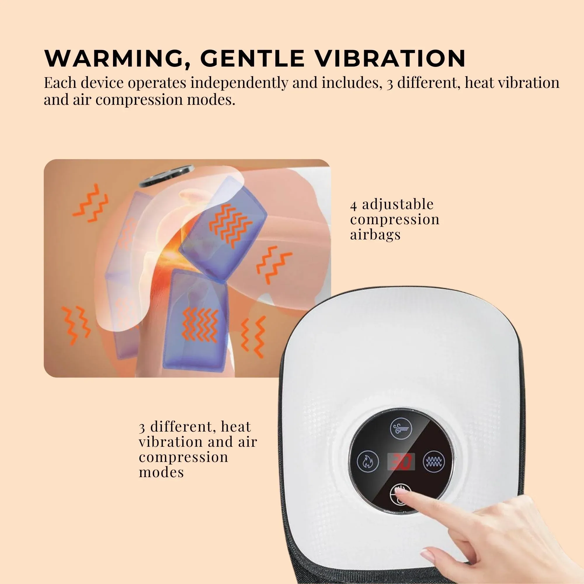 Orku Heated Knee Massager - Rechargeable Air Compression and Vibration Wrap — image 3