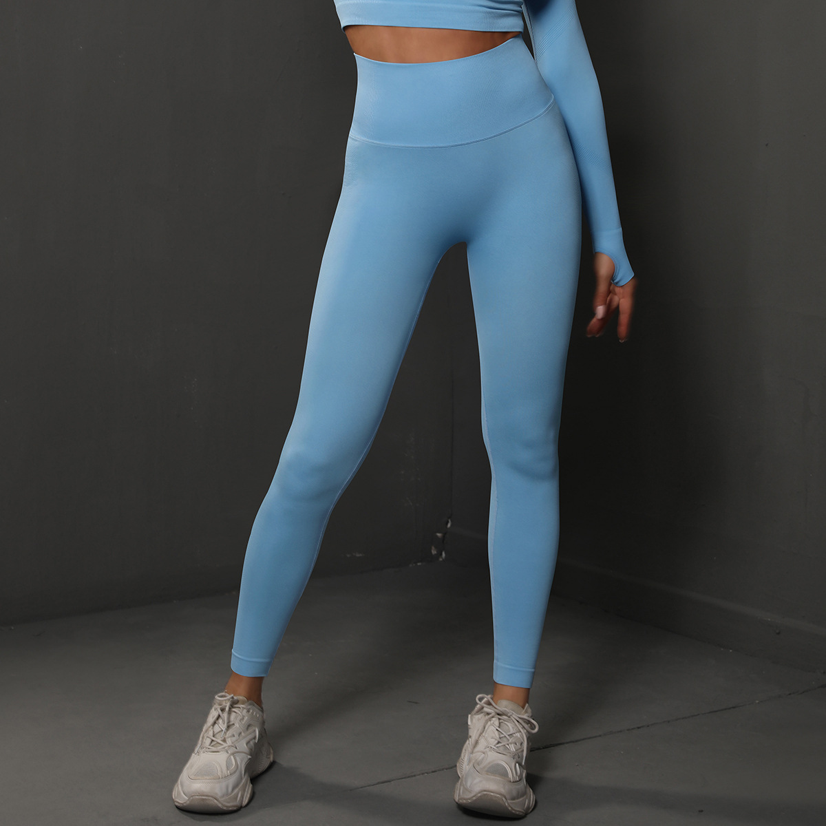 Size L Light Blue Seamless High-Waisted Yoga Pants for Women - Lift Workout Leggings for Running, Gym, and Fitness โ image 2