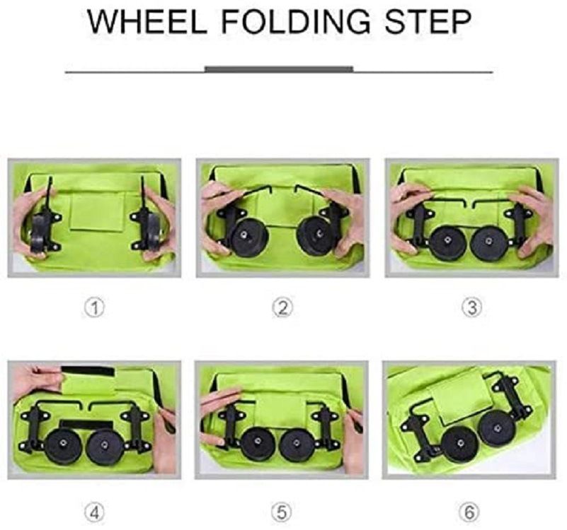 2 in 1 Foldable Shopping Cart, Collapsible Grocery Cart with Wheels Shopping Bag Telescopic Storage Bag for Traveling — image 3