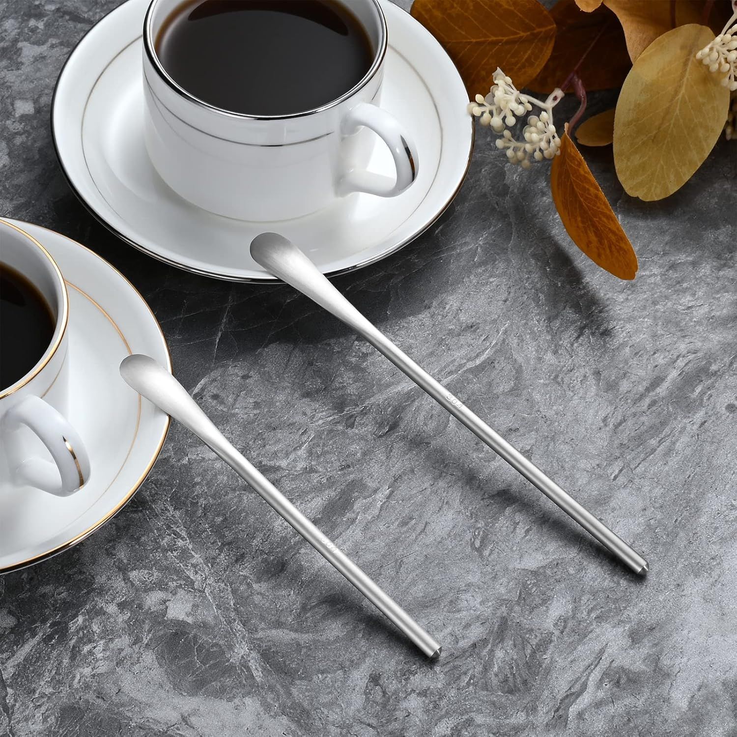 5Inch/12.8cm Coffee Stirrers Spoon,Silver Stainless Steel 304# Coffee Stir Sticks,Round Solid Handle Cocktail Beverage Iced Tea Stirring Stick,Drink Mixing — image 2