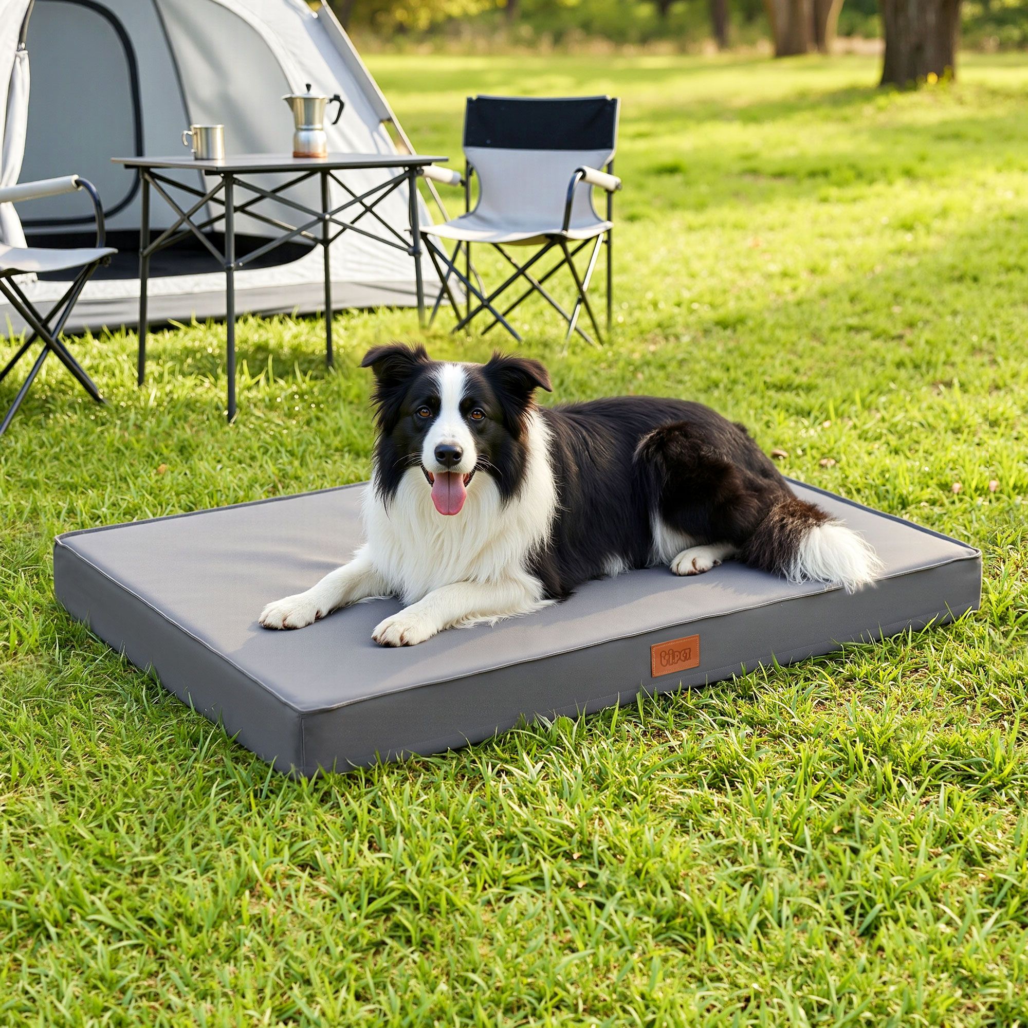 i. Pet Dog Bed Large Water-resistant Egg Crate Foam Orthopedic Pet Mat Grey