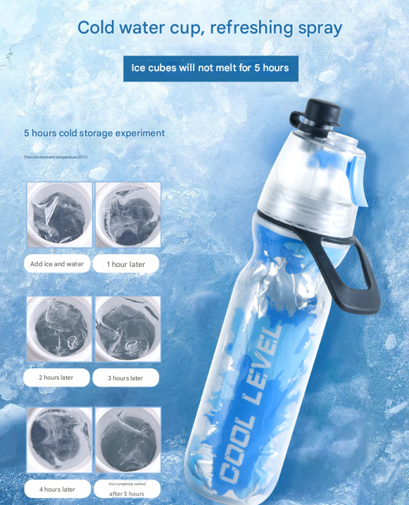 Red 500ML Insulated Sports Water Bottle with Cooling Mist - Triple-Layer Design Keeps Drinks Cold for Hours - Portable PE Misting Bottle โ image 6
