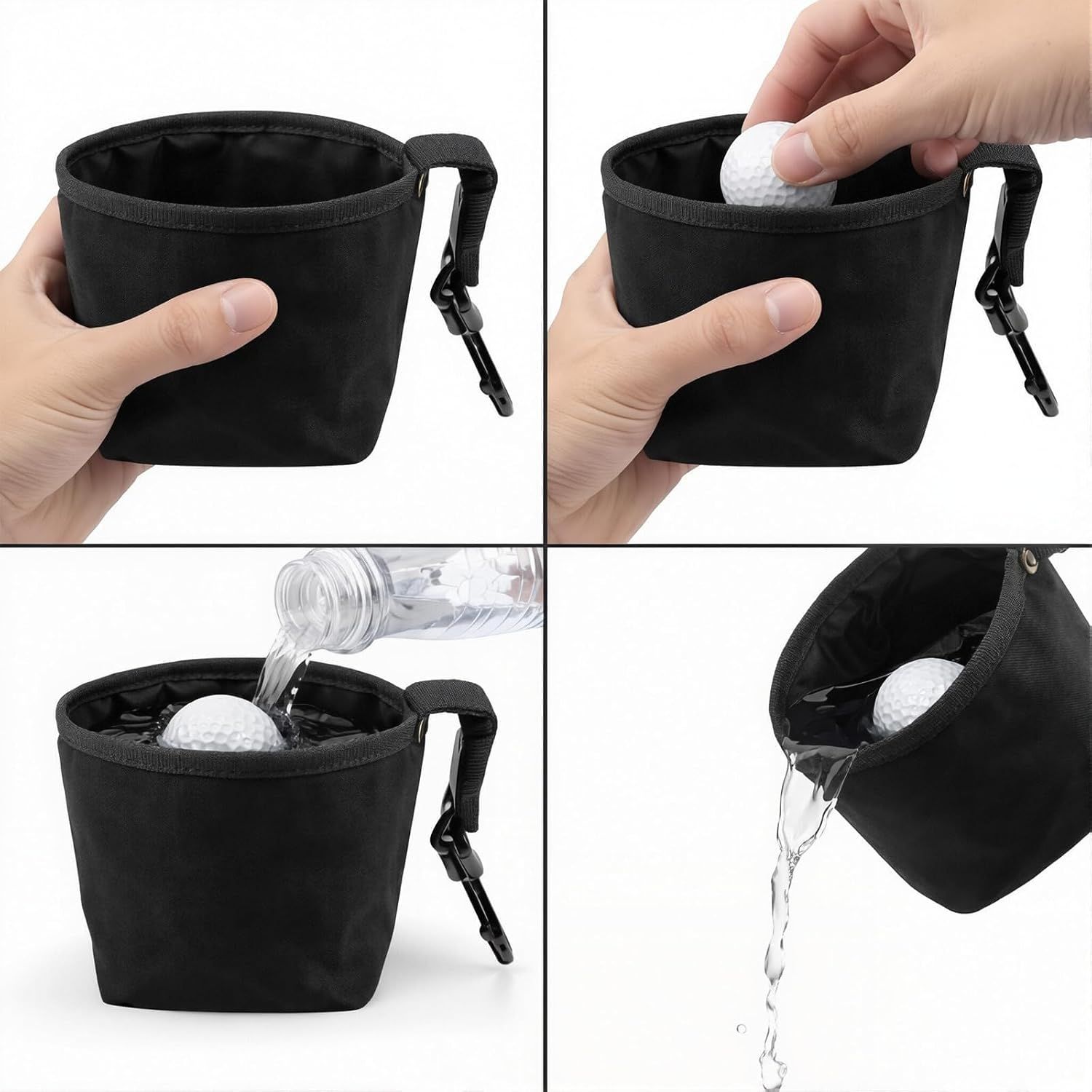 Golf Ball Cleaner Pouch with Belt Clip, 2-in-1 Waterproof Golf Ball Washing Bag, Leak-Proof Microfiber Inner Lining, Portable Golf Club Groove Cleaner — image 3