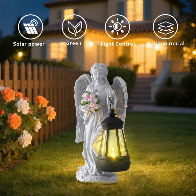 Solar-Powered Angel Lantern Outdoor Light, Resin Waterproof Garden Decorative Light, Walkway and Lawn Mood Light, Garden Statue Ornament for Ambiance — image 5
