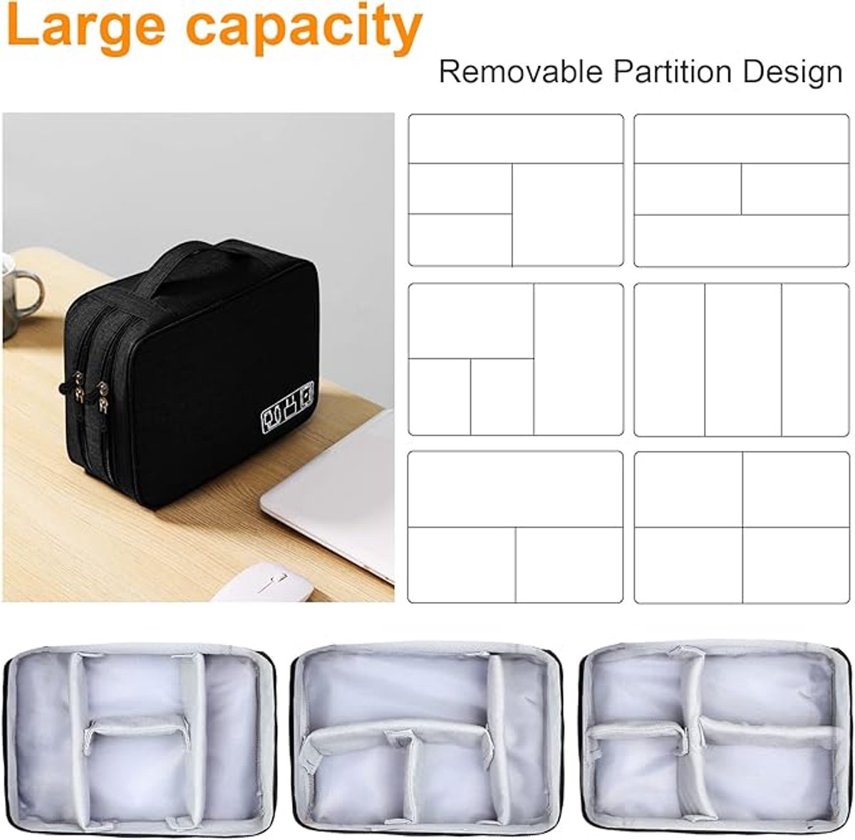 Cable Organizer Travel Bag - Waterproof Portable Cable Organizer - For Chargers, USB Sticks, Headphones, Power Banks, Hard Drives, and SD Cards — image 5
